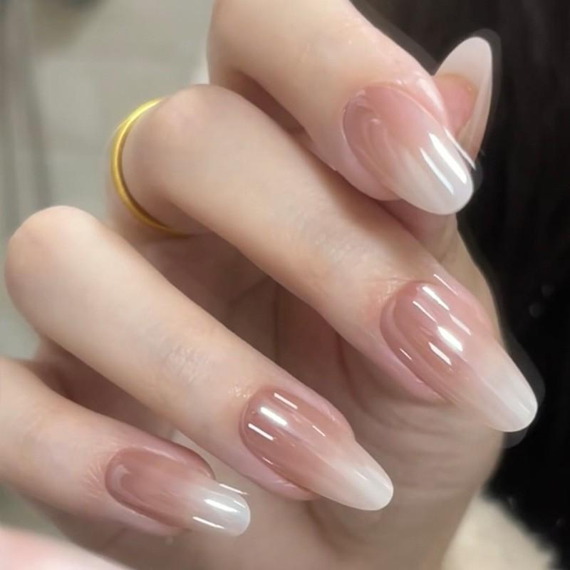 Ins Style Press On Nails Butterfly Pearl Handmade Fake Removable Women