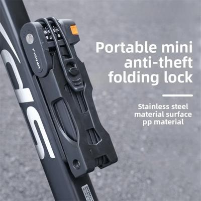 Candado Plegable Portátil para Bicicleta Candado Plegable para Ciclismo de Acero Aleado de Cuatro Dígitos Candado de Combinación para Bicicleta Impermeable a Prueba de Óxido