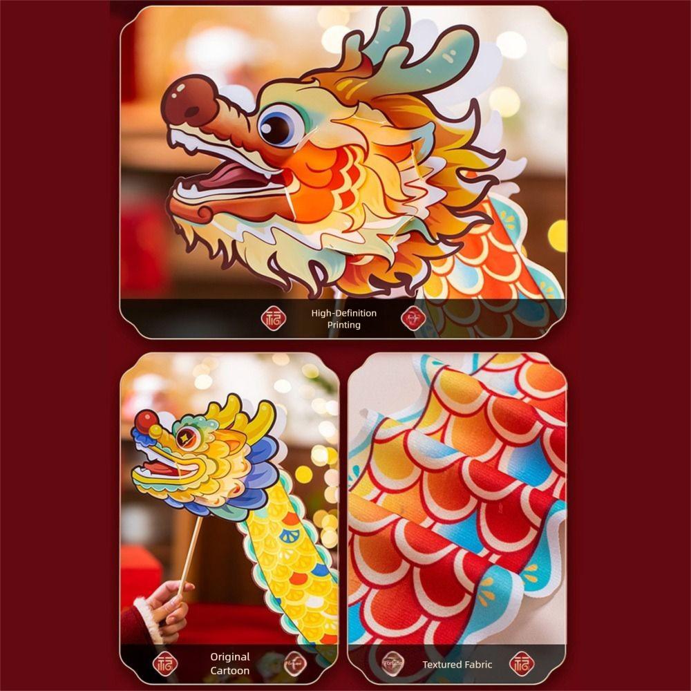 Luminous Toys Mid-Autumn Dragon Dance Lantern DIY Craft Handheld Dragon Lantern  Children's Toys
