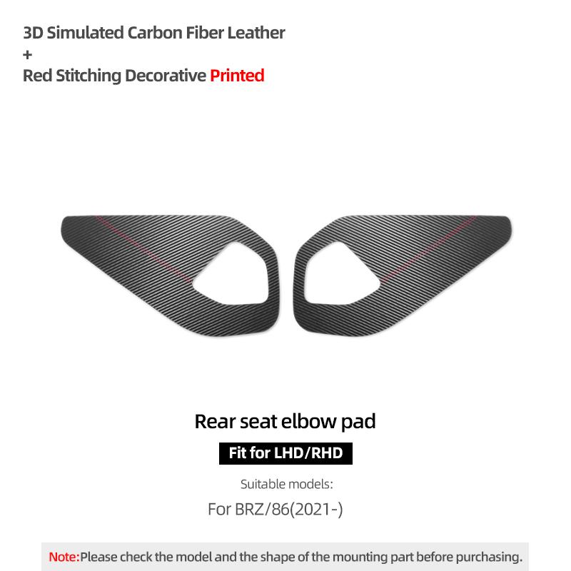 Betterhumz For Subaru BRZ/Toyota GR86 -2025 Made of Alcantara Auto Rear Seat Elbow Pad Trim Sticker Car Interior Accessories Carbon Fiber Leather
