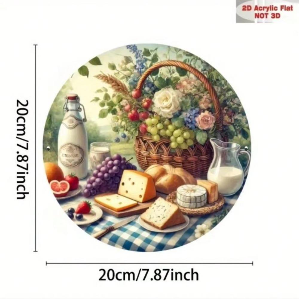 1 Stück Lebensmittel Wein Korb Wandkunst Wandbild Modernes Metall Blechmalerei Heimdeko Geschenk