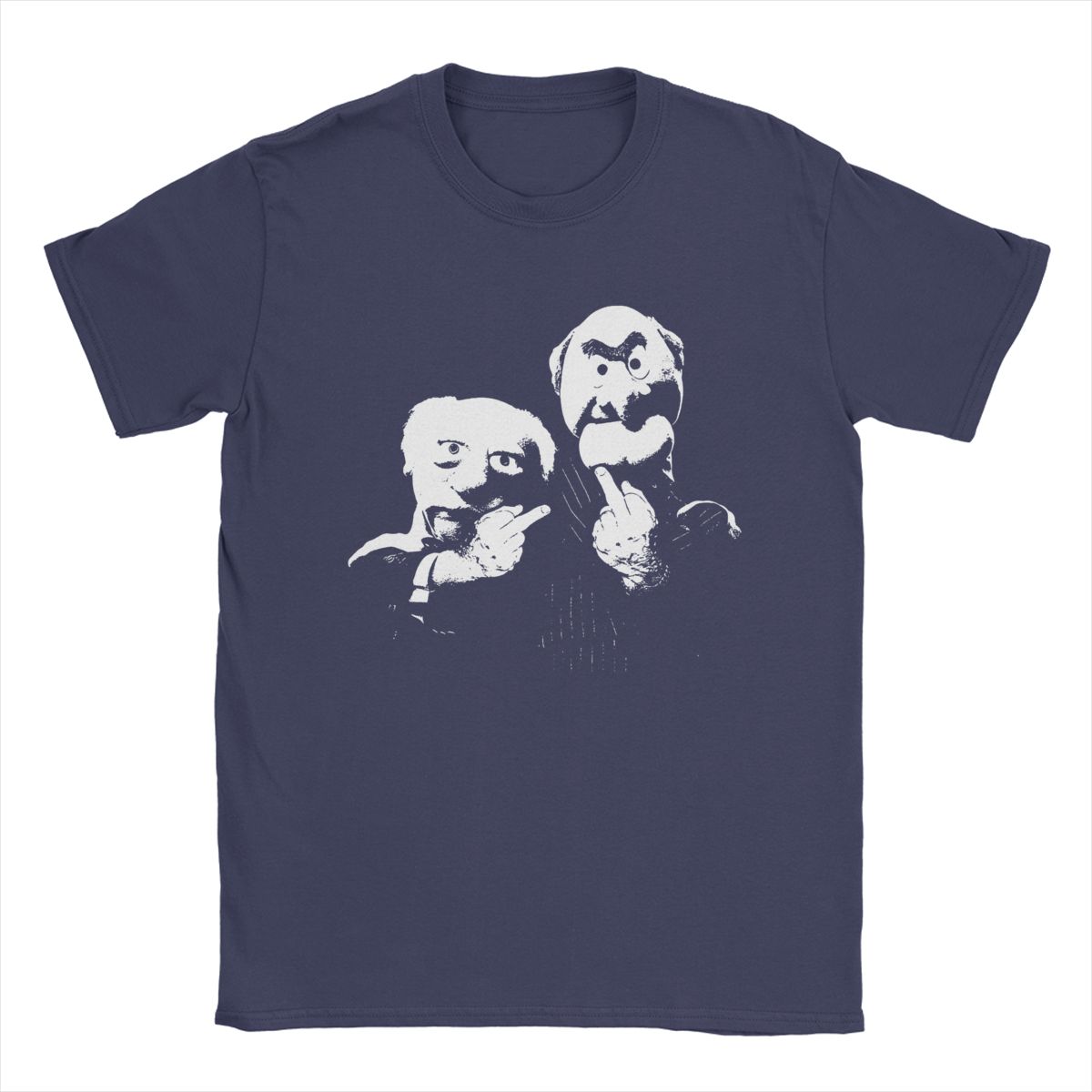 

Statler And Waldorf Middle Finger Men s T Shirts Fun Tees Short Sleeve Crew Neck T-Shirt Pure Cotton Gift Idea Clothing 4XL