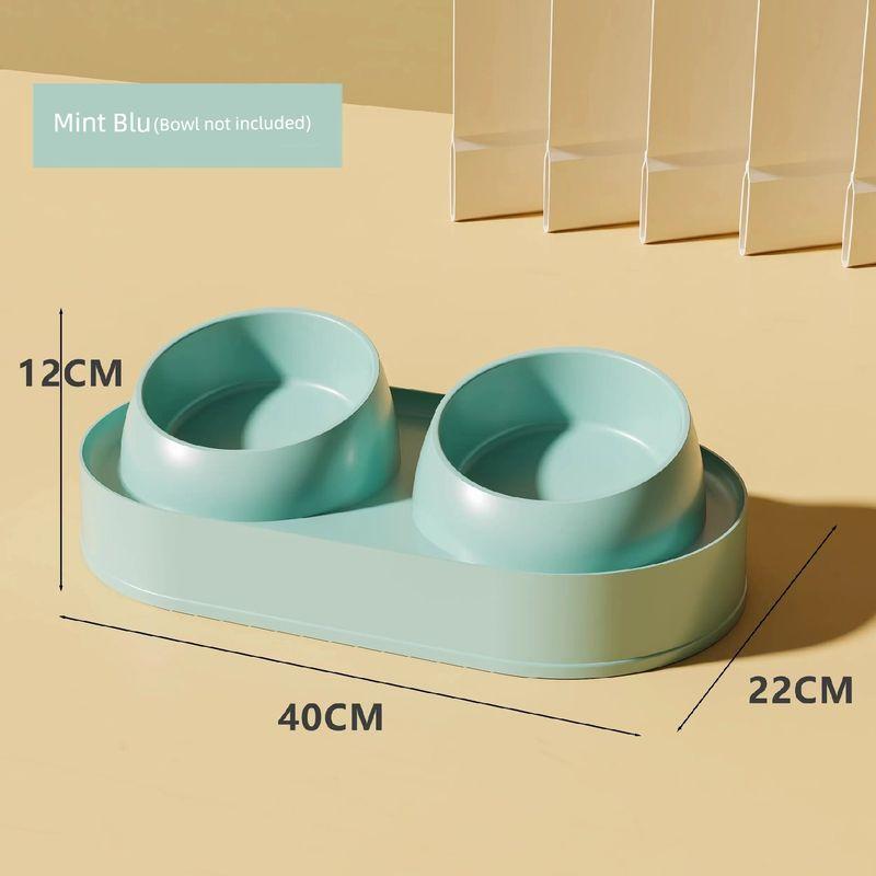 

Cat Bowl Cat Food Holder Ceramic Double Bowl Dog Bowl Dog Basin Protection Cervical Spine Cat Food Basin Drinking Bowl Anti-Tumble Pet Supplies Blue (excluding inner bowl)