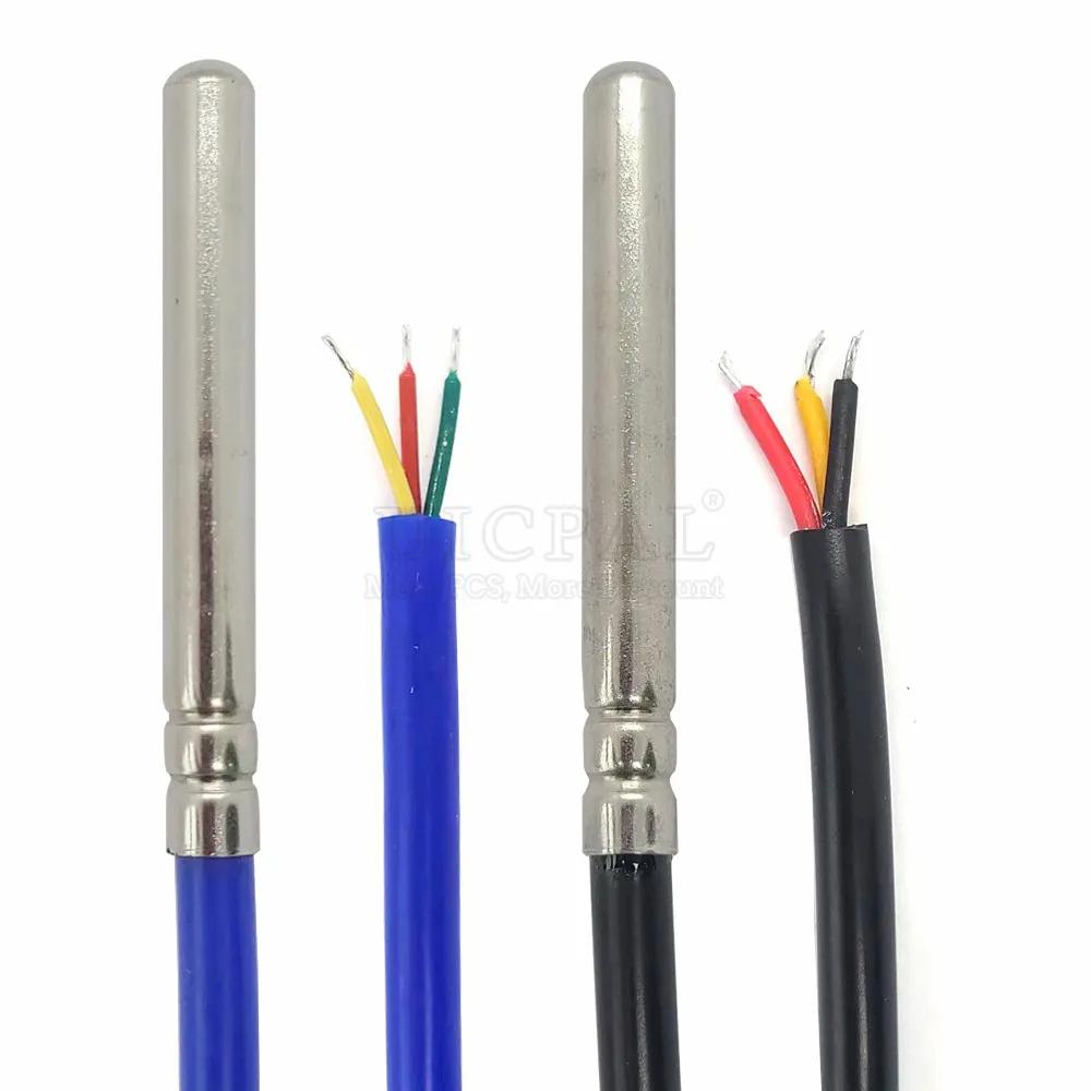 DS18B20 Temperature Sensor Probe 304 1M Length Stainless Steel 6*50MM OD 5.0MM Waterproof Dustproof PVC SL Sensors Cable Replacement Sensors2