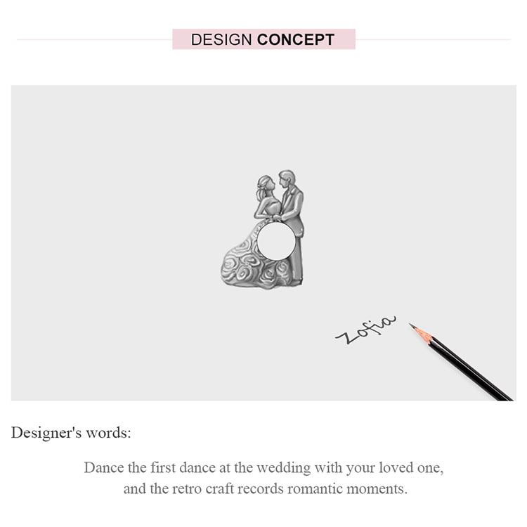 BAMOER Wedding Party Metal Beads for Women 925 Sterling Silver Charm Jewelry fit Original Bracelet & Bangle