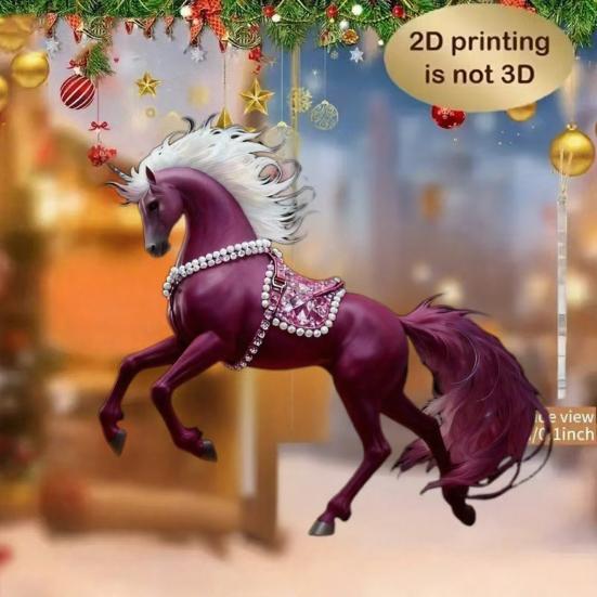 Pferd Anhänger Acryl 2D Realistische Pferd Ornament mit Aufhängeschlaufe Auto Innendekoration Weihnachtsbaum Hängeanhänger