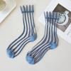 Summer Ultra-thin Women Socks Transparent Crystal Silk Socks Korean Fashion Striped Harajuku Streetwear Nylon Loose Long Socks