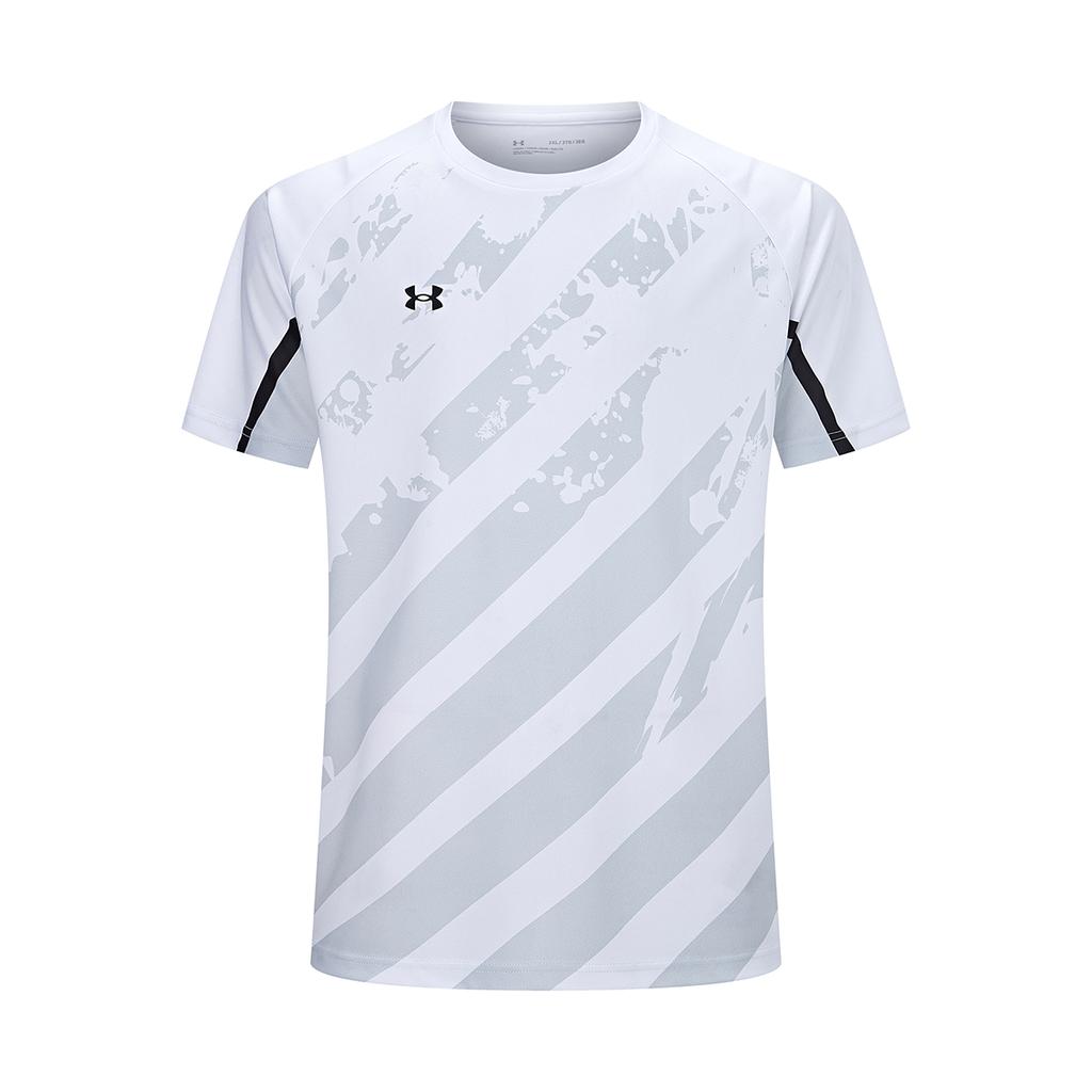 Under Armour Loose Striped Pullover Short Sleeve Shorts Casual Sports Set Unisex sets 24500504-100+23500203-001