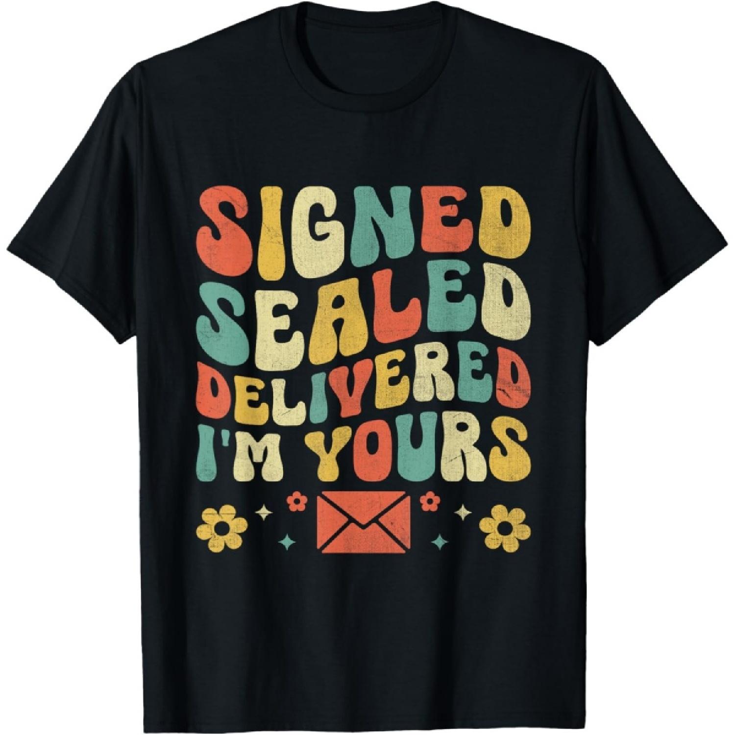 Signed Sealed Delivered I m yours Postal Worker Mailman T-Shirt S чёрный