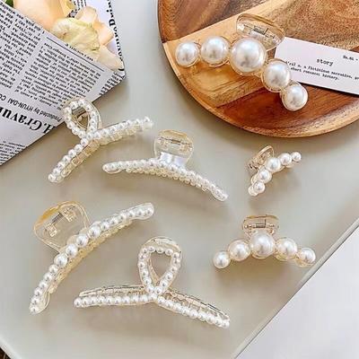 Plastik Mode Elegant Haarklammern Imitation Perle Haar-Klammerclips Tragbar Mädchen Haarnadel