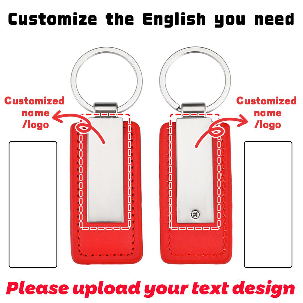 Personalized Engraved Leather Keychain Custom Name And Message Keychain