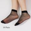 10 paia di calzini sexy elastici setosi trasparenti sottili calze corte calzini casual da donna tinta unita