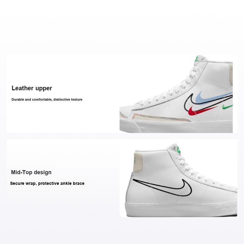 Nike Men's White/Black Blazer Mid 77 Gs Swoosh Pack Kids Sneakers Aluminum Dm9475-100 Cm