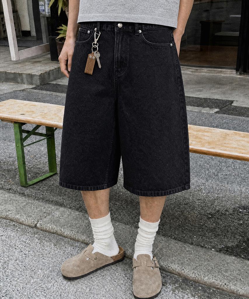 Eoneolleokodeu Node Half Denim Pants (Black)