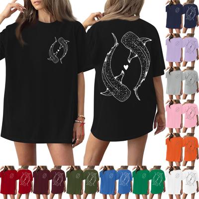 Women's Round Neck Printed Short-sleeved T-shirt Top