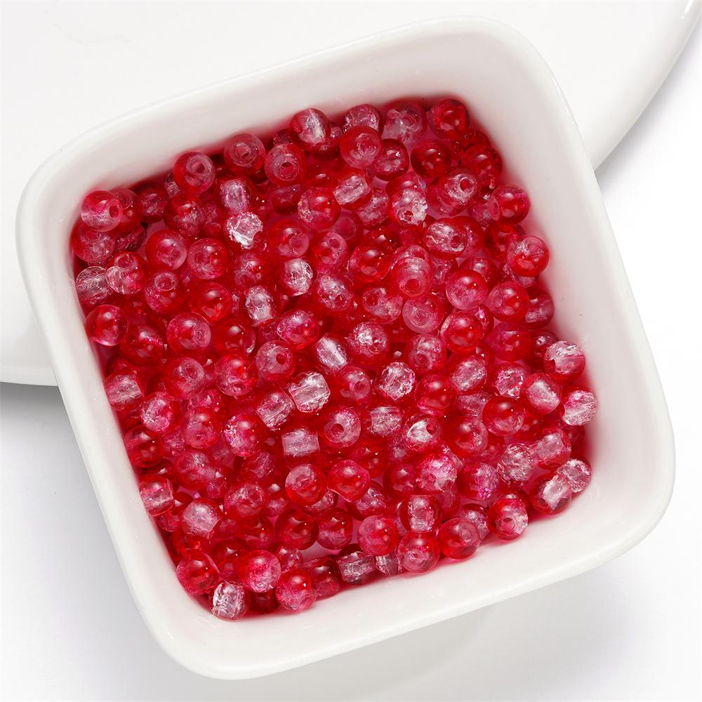 A String 4mm Double Color Round Cracking Glass Beads Necklace Loose Beads For DIY Jewelry Making Bracelet Handmade Accessories