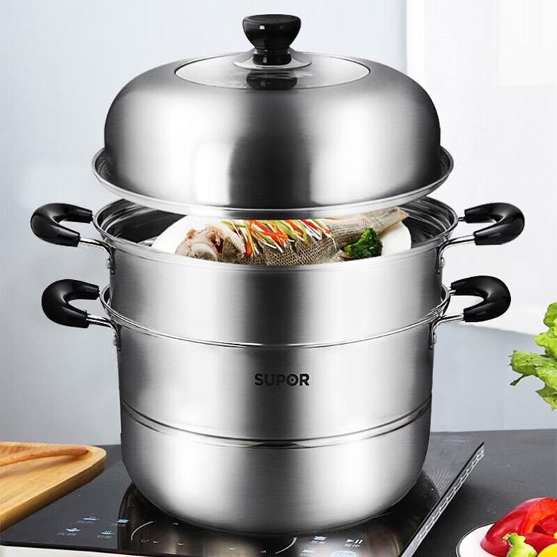

Supor 304 Stainless Steel Double-Layer Steamer Pot, 30cm