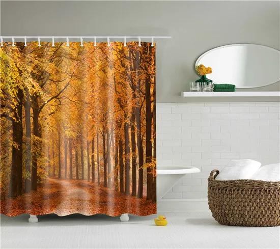 Beautiful Scenic Forest Mountain Shower Curtains Fabric Waterproof Polyester Bathroom Curtain For Bath With Hooks 180X180Cm