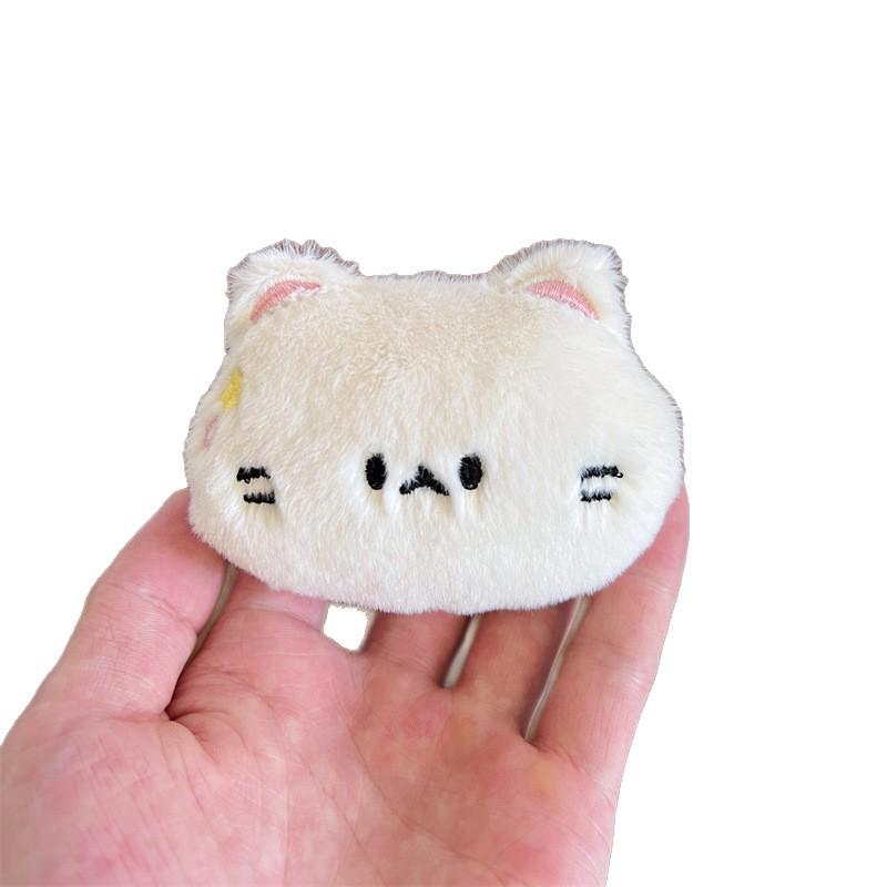 Cartoon Animal Head Kitten Plush Doll Brooch - DIY Clothing and Packaging Decoration