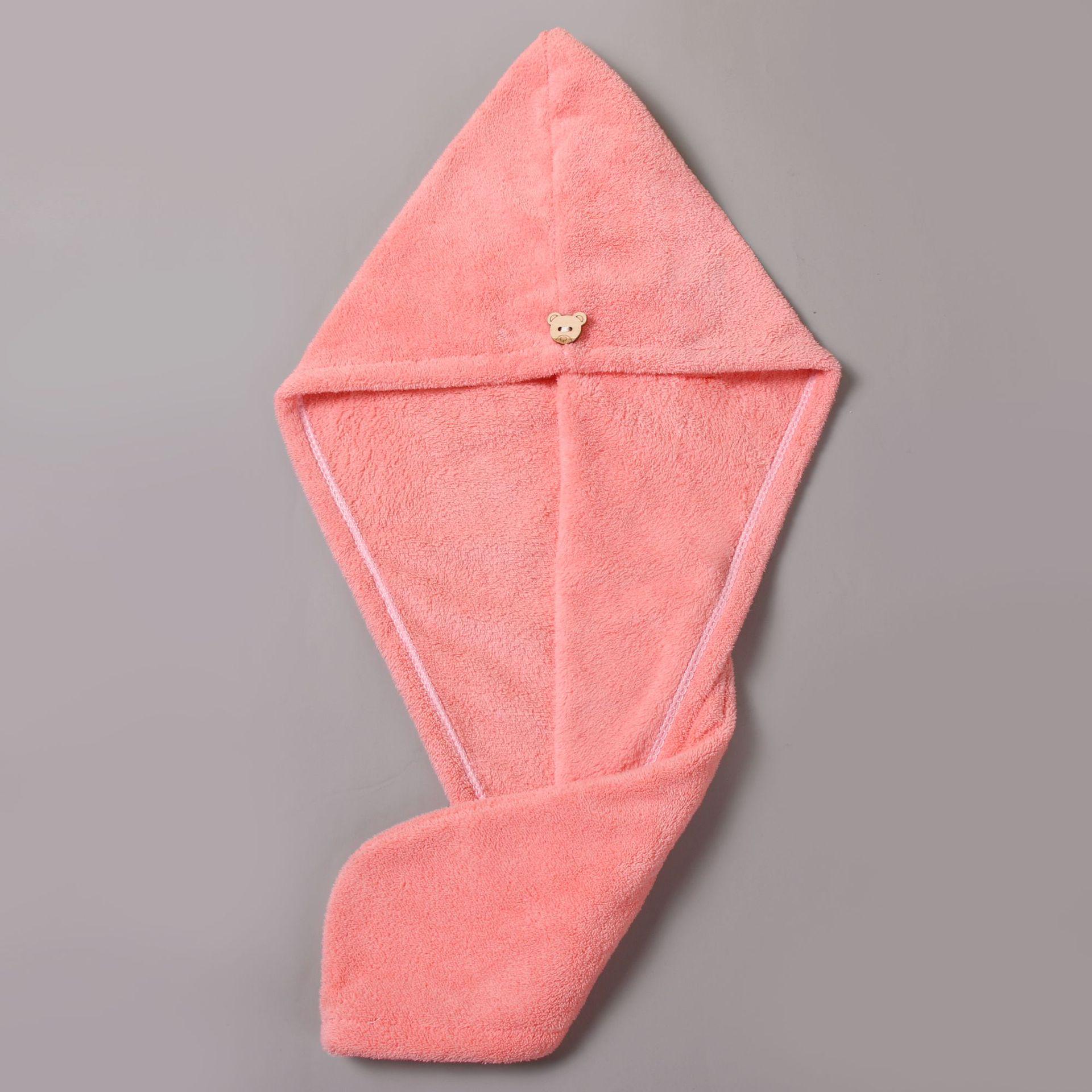 

Women s Thickened Super Absorbent Quick-Dry Shower Cap for Long Hair - Cute Coral Fleece Towel 25*65CM