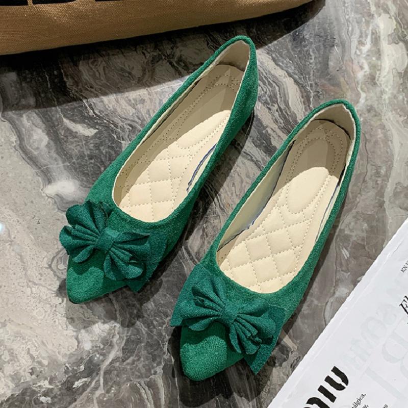 women fashion light weight bow tie slip on flat shoes for office ladies green summer shoes mocasines mujer a5976