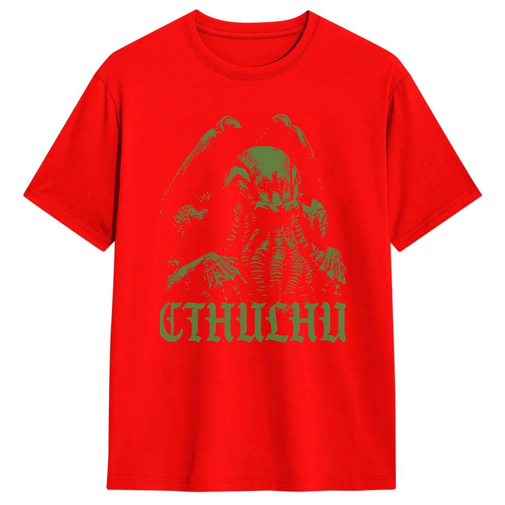 Japanese Cthulhu Sea Creature Artwork TShirt for Unisex Funny Pure Cotton Tees Round Collar Short Sleeve T Shirt Plus Size