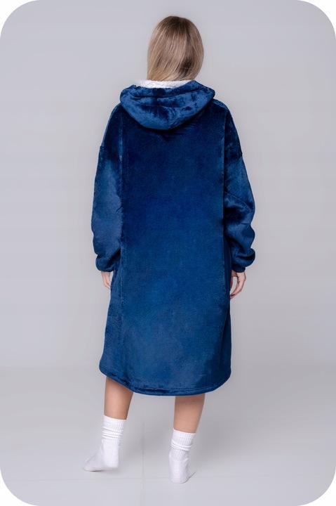 Blanket Sweatshirt Oversize Warm Thick Blanket Sweatshirt 2in1 Navy Blue Fur [Kb-J3]