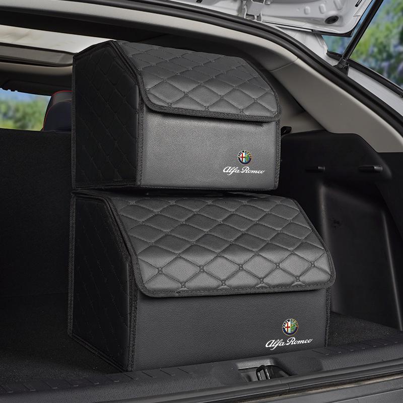 2026 Hot Alfa Romeo Leather Car Trunk Storage Box Large Capacity Toolcase Foldable Organizer Case For Alfa Romeo 159 166 Giulia