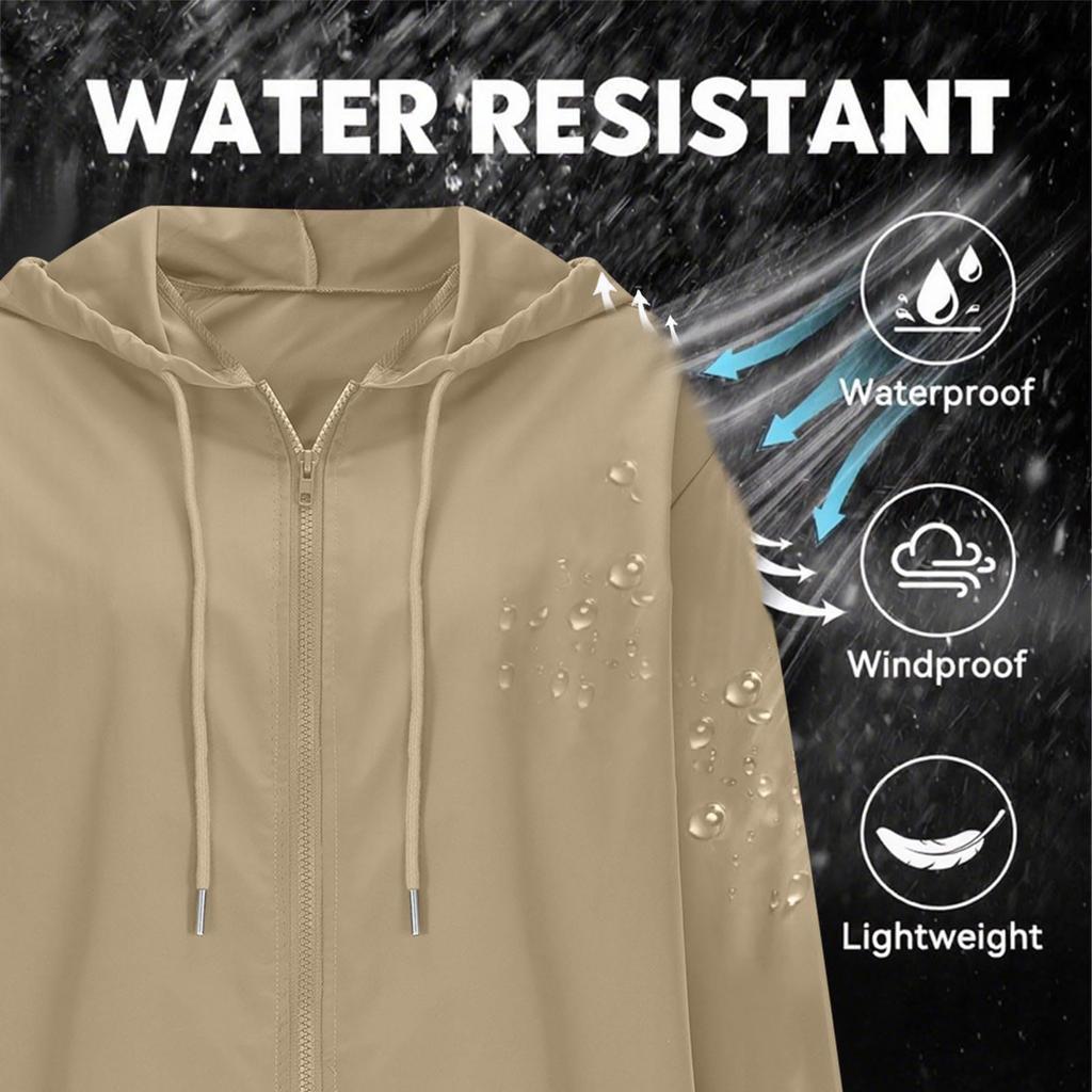 Women Lightweight Hooded Windbreaker Jacket Full Zip Outdoor Casual Sports Coat with Adjustable Drawstring and Pockets for Everyday Use