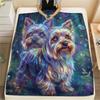 Blue green puppy goat Print Flannel Blanket,High quality Comfortable for All Seasons,Home Decor,Warmth and Comfort,Perfect for Christmas Gifts