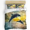 Shark Bedding Set For Bedroom Bed Home Inhabitants Of Ocean Sharks Whales Dolphins Octopus Duvet Cover Quilt Cover Pillowcase