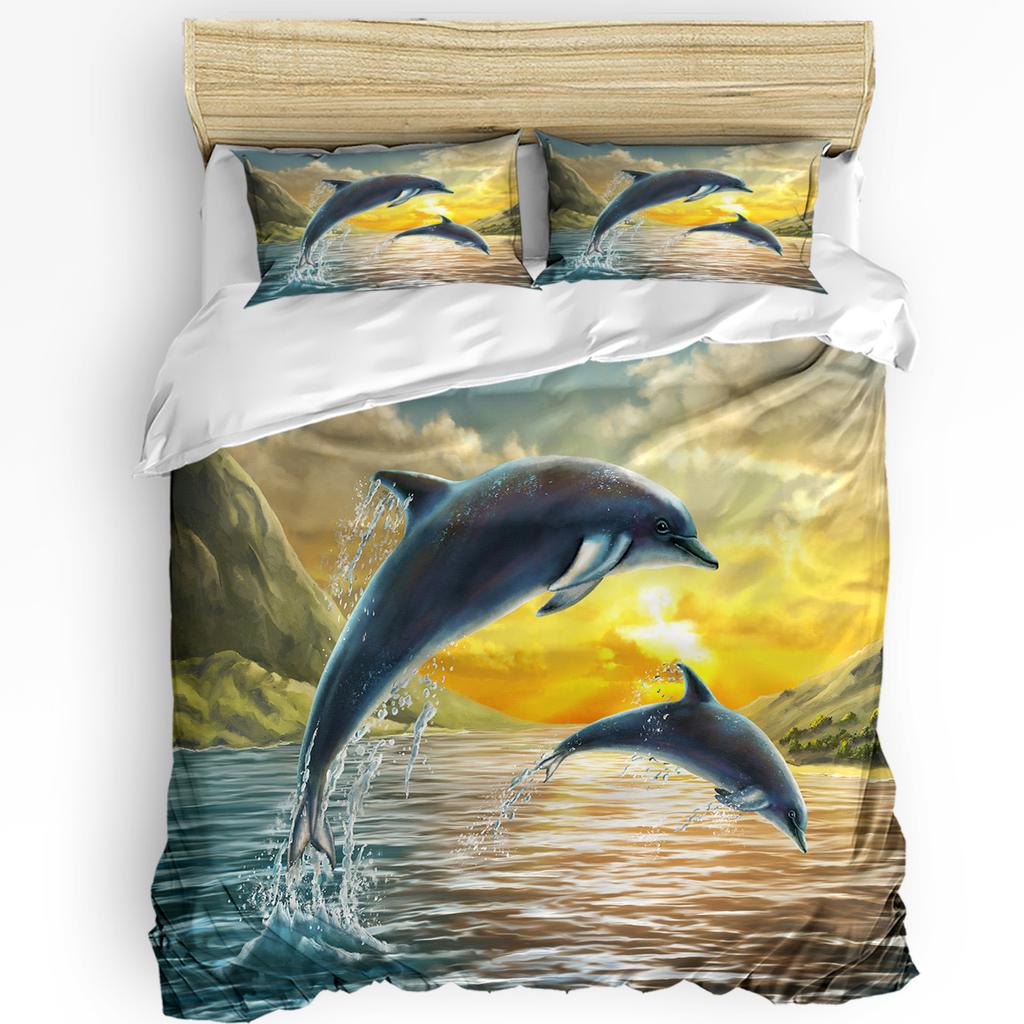Shark Bedding Set For Bedroom Bed Home Inhabitants Of Ocean Sharks Whales Dolphins Octopus Duvet Cover Quilt Cover Pillowcase