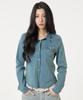 UNKNOWN PLANET Ring Snap Slim Fit Denim Shirt Sand Blue