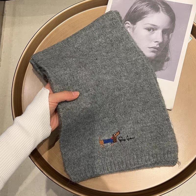 Korean cute puppy thorn couple solid color knitted scarf women's winter new versatile warm scarf