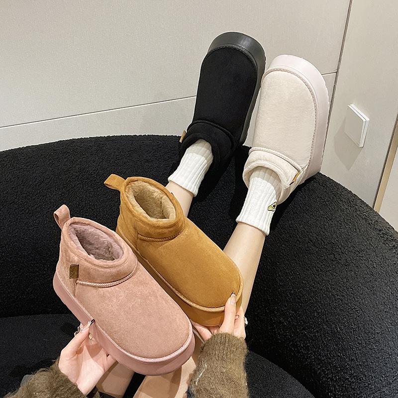 Women's winter bags and cotton shoes, velvet and waterproof, wear high-top cotton tows indoors and outdoors to keep warm, and pedal snow bo