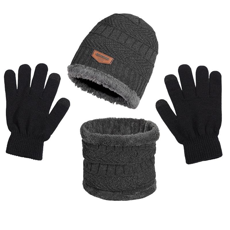 Unisex Winter Knitted Hat, Scarf, & Gloves Set - Fleece-Lined Wool