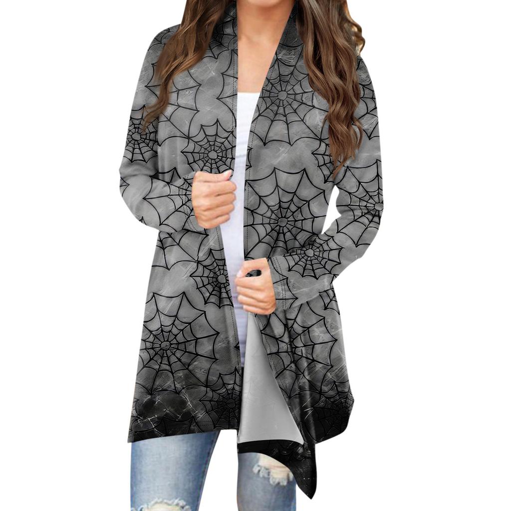 Cardigan Jachetă Palton Damă Fashion Casual Halloween Imprimat Lungime Medie