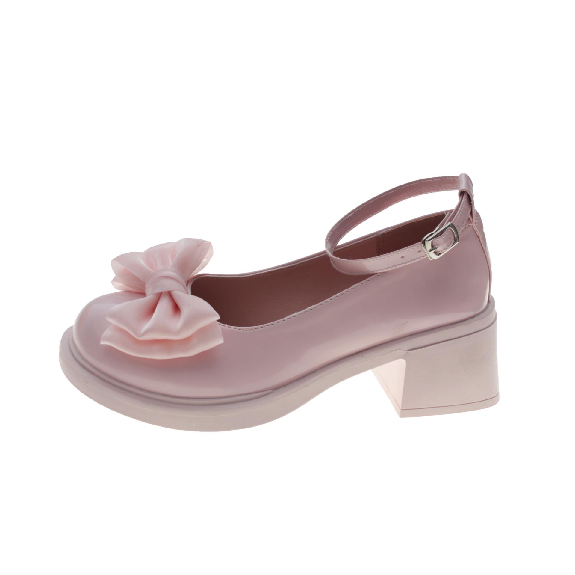 

Женская обувь Мэри Джейн 2024 года, весна, новые однотонные туфли в британском стиле с бантом на толстом каблуке с круглым носком, модные милые маленькие кожаные туфли 40 розовый