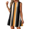 Women's Fashion Casual Sleeveless Round Neck Ruffle Vintage Printed Dresses