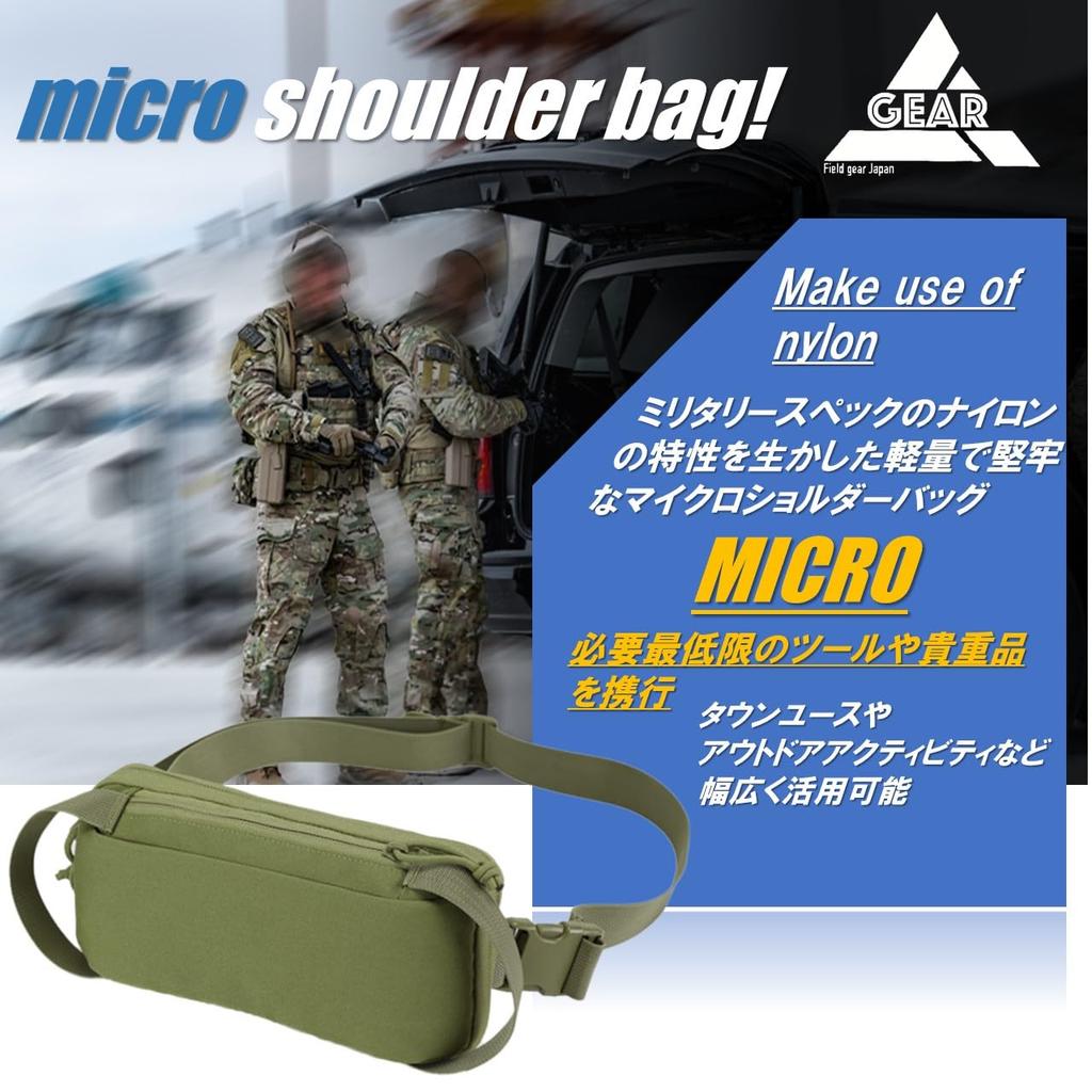 Field gear Japan Micro Body Military and Made of 1000D Nylon Bag, One-Shoulder Bag, Ultra-Lightweight, Water-Repellent Splash-Resistant, (Green)