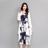 Summer Ethnic Ink Print Dress & Cardigan Set