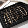 Snake Chain Love Diamond Anklet 5 Piece Gold Artificial Diamond Pendant Love Hollowed Out Lock Chain Snakebone Chain Girls Bracelet Anklet Accessories