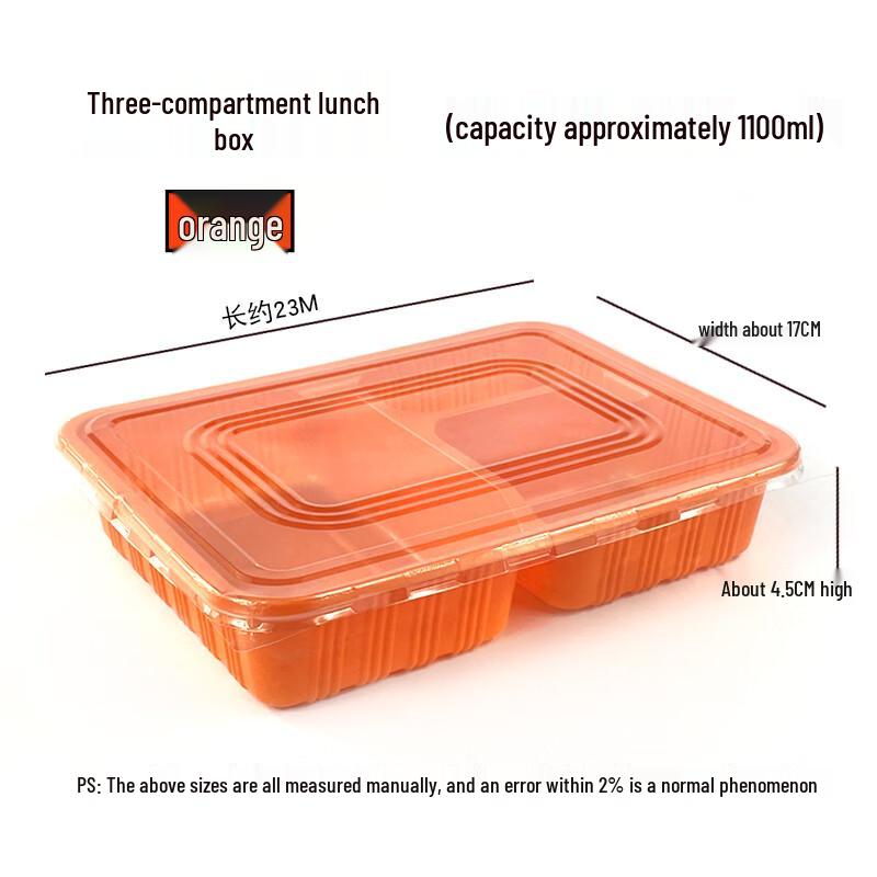 

Disposable 3-Compartment Takeaway Food Containers