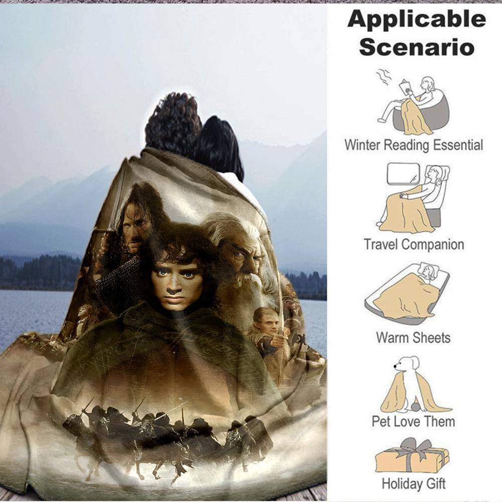 1pc Lord of the Rings Blanket Lightweight Flannel Throw For Sofa, Bed, Travel, Camping, Livingroom, Office, Couch, Chair, And Bed