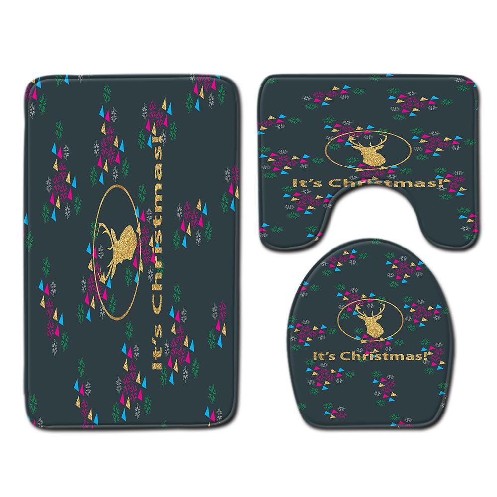 Christmas Bathroom Floor Mat Toilet Three-Piece Set