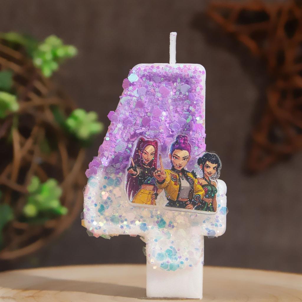 NEW Demon Hunters Digital Candle Cake Decoration KPop Numi Mira Zoe Digital Candle Cake Top Birthday party cake decoration