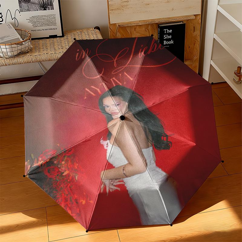 1pc Ayliva Tour Poster Umbrella Portable Folding Umbrella Iron Frame Hole Bone Structure Outdoor Home Umbrella