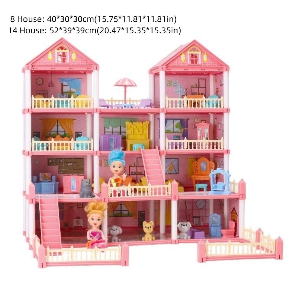 3D Doll House Set with LED Lighting Doll House Assembly Creative Villa House  Kids