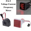 AC 60-500V 110V 220V Ammeter Voltmeter HZ Hertz Frequency Meter 22mm Digital Current Voltage Amp Signal Light LED Lamp Indicator