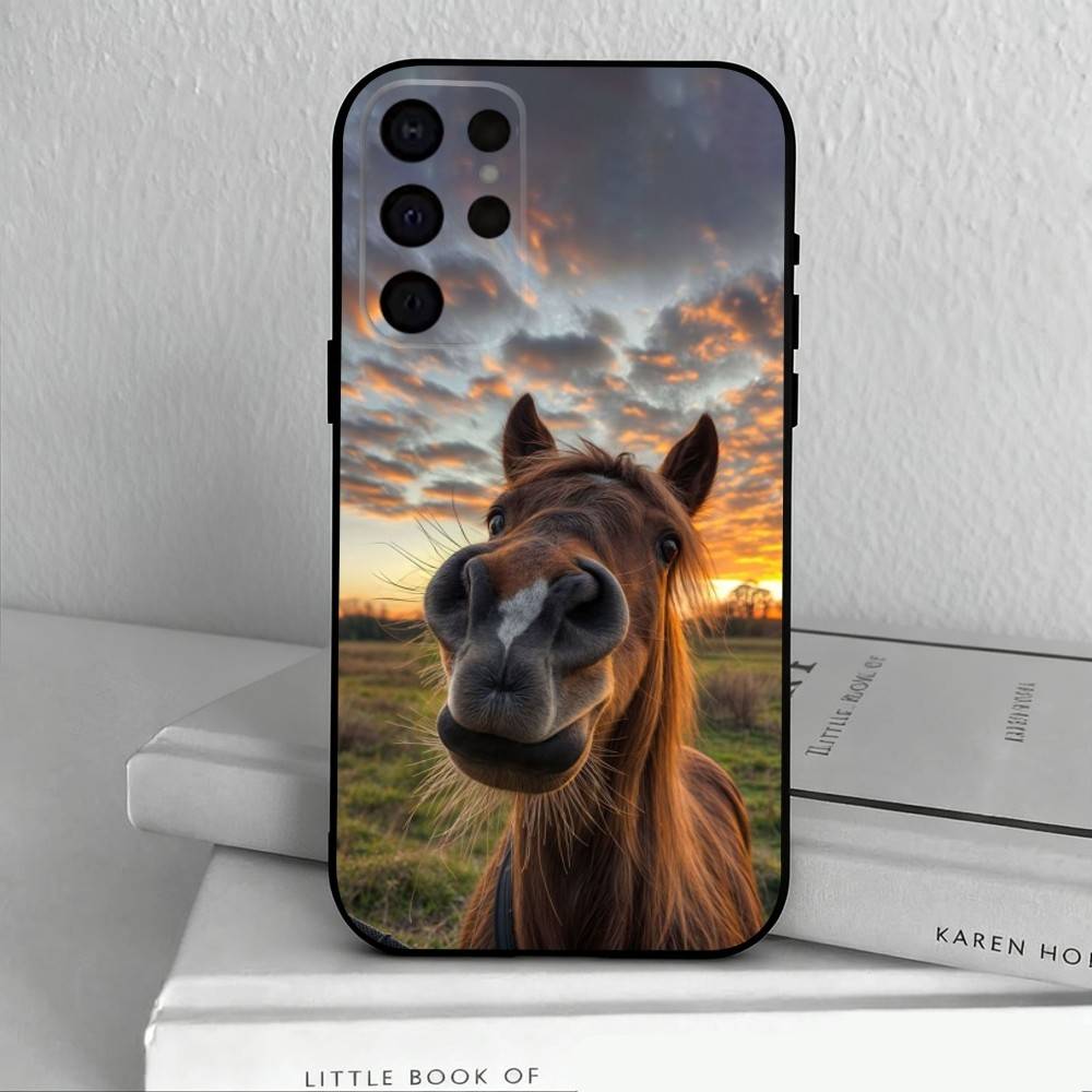 

Забавный Арт Лошадь Животное Чехол для Телефона Для Samsung S25,24,23,22,30,21,10,9,Ultra,Plus,Lite,FE,4,5 G Мягкий Черный Чехол Samsung S22plus5G